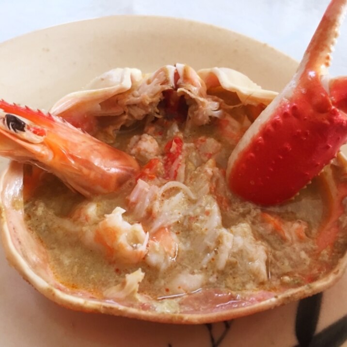 おせちリメイク！カニエビのカニ味噌煮